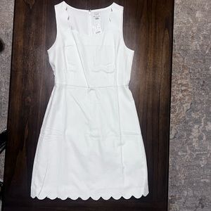 JCrew White Linen Scalloped Dress- size 4